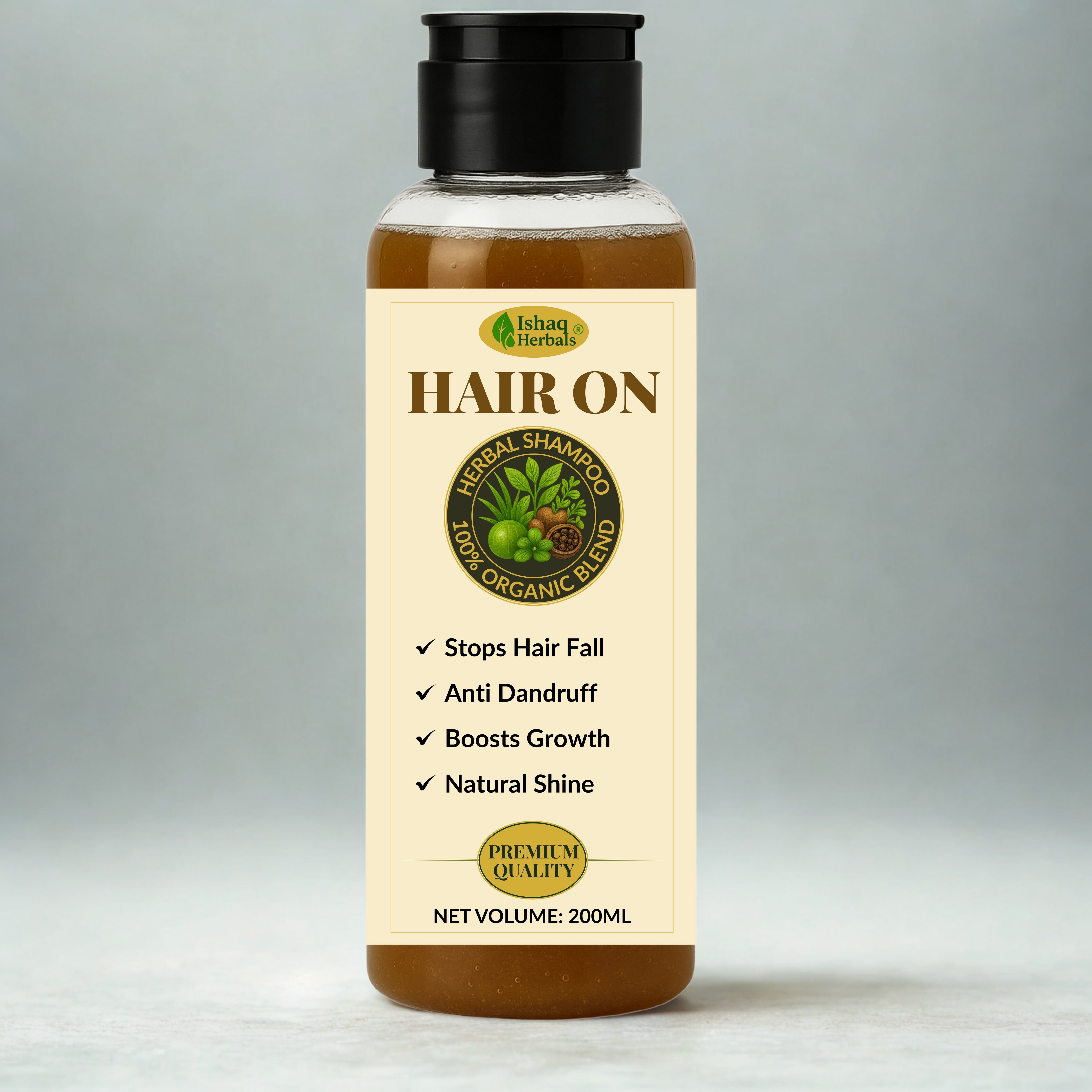 HAIR ON Herbal Shampoo – Anti Hair Fall & Anti Dandruff Shampoo for Strong, Healthy & Shiny Hair (Sulfate-Free)