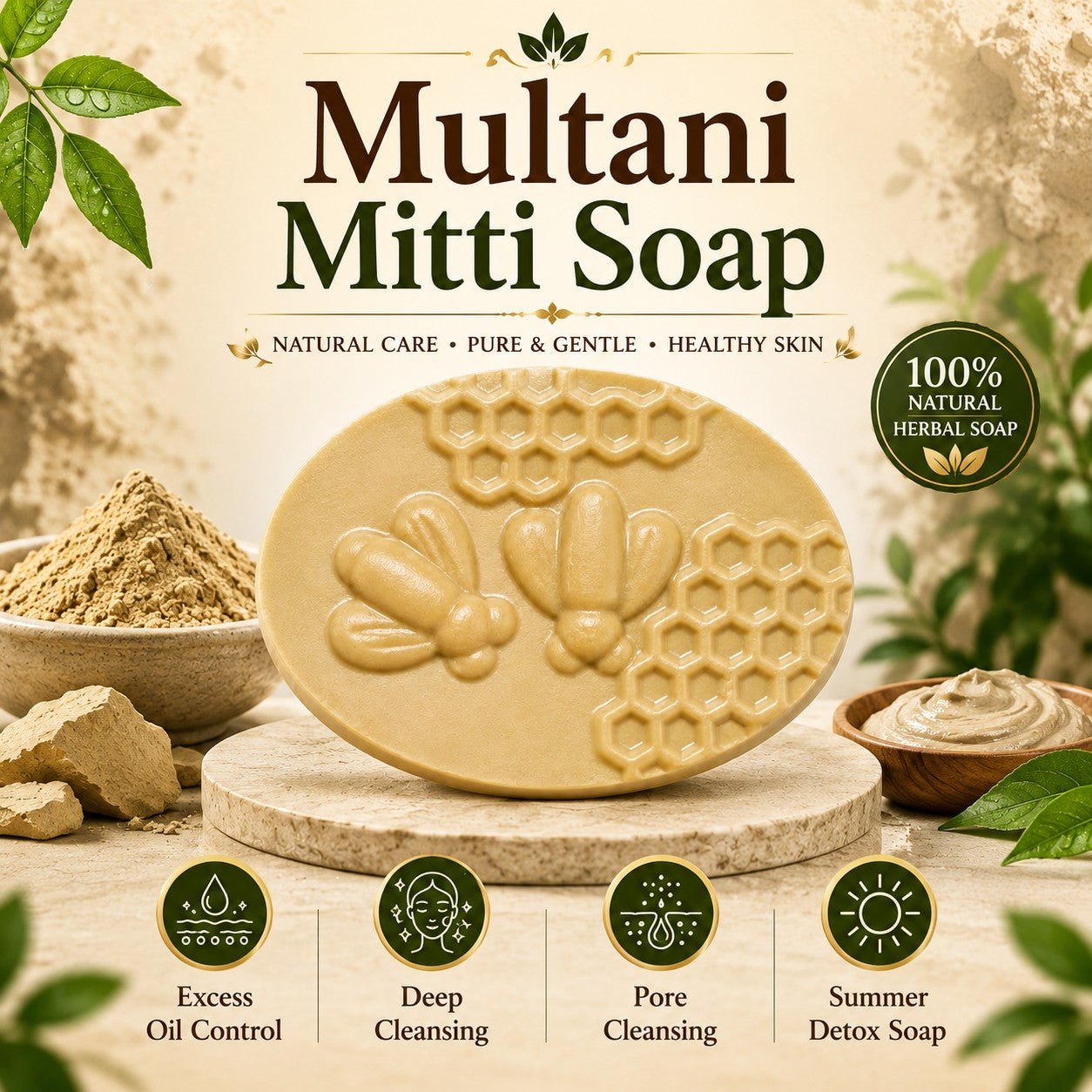 Multani Mitti Soap | Herbal Face Soap for Deep Cleansing & Oil Contro
