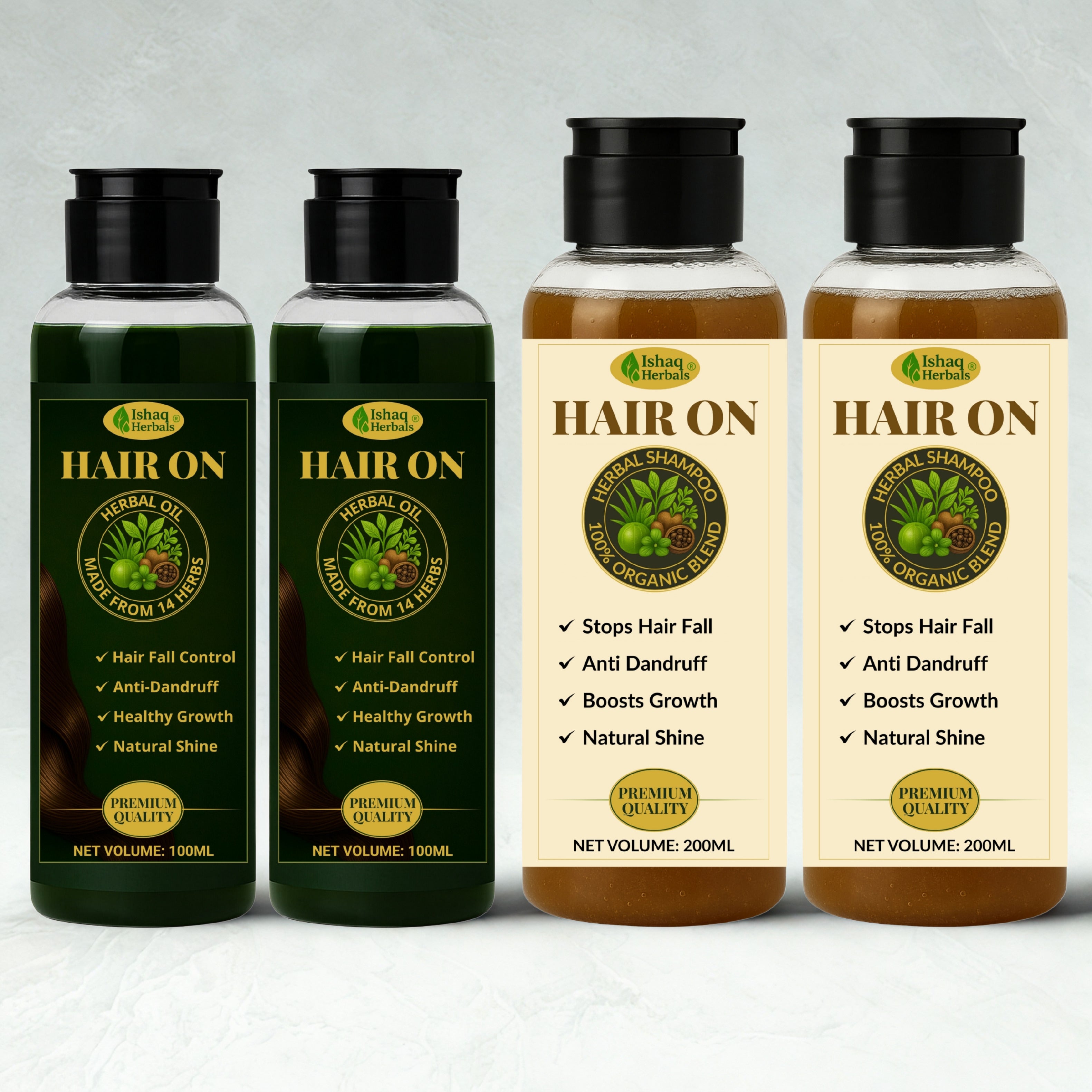Stop Hair Fall & Dandruff in 2 Weeks – HAIR ON Herbal Oil + Shampoo Combo