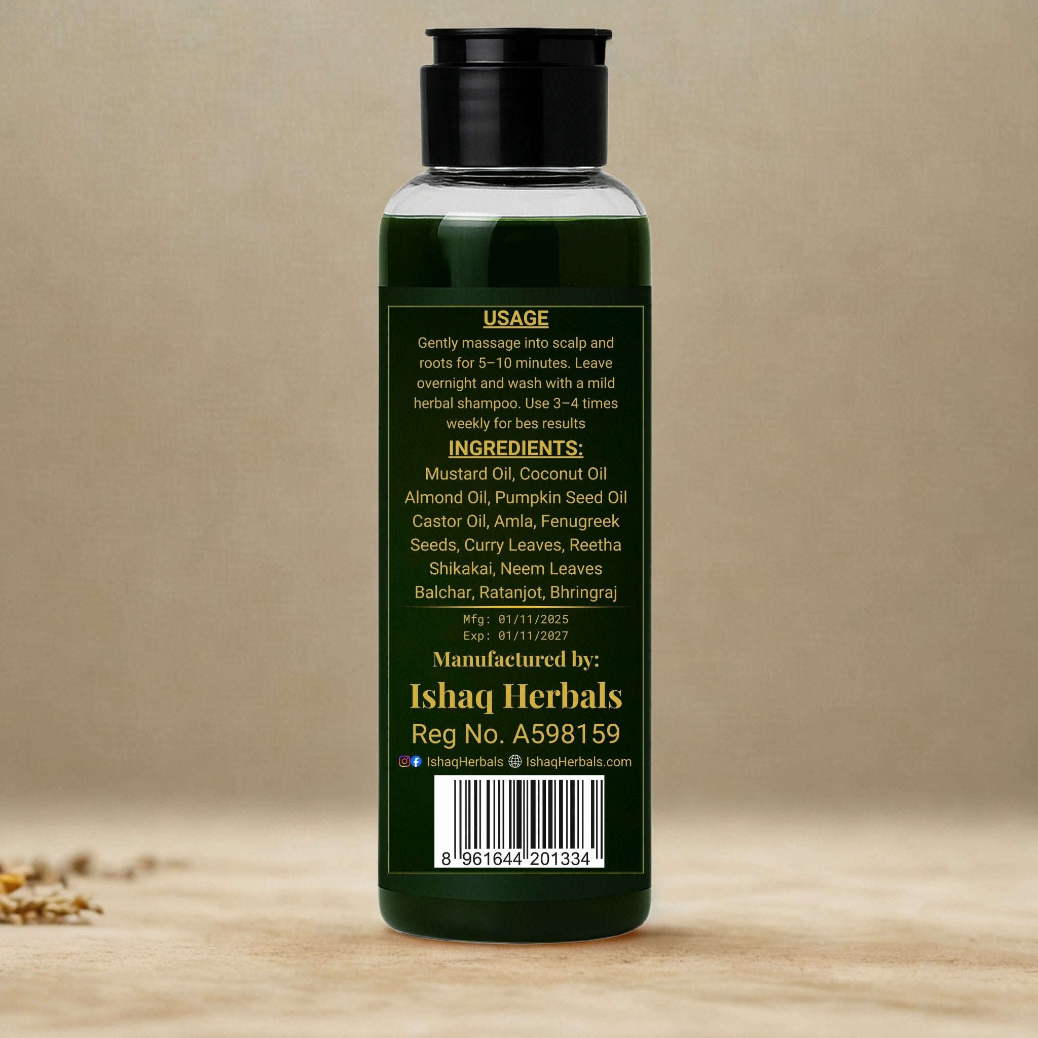 HAIR ON Herbal Hair Oil – Hair Fall & Dandruff Control in 2 Weeks